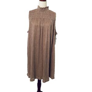 NWT Nine West Womens Metallic Shimmer Dress XL Blush Sleeveless Trapeze Short
